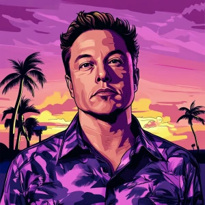 Elon Musk in GTA art style,  , in the style of a Grand Theft Aut...