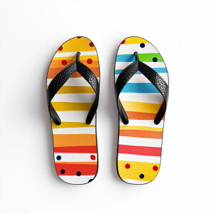 Design a pair of flip-flops, one with stripes and the other with...