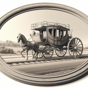 3d rendering, grayscale, 1800’s stagecoach traveling the the rig...