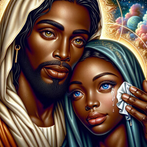 Ensure that the image distinctly represents both Jesus Christ an...