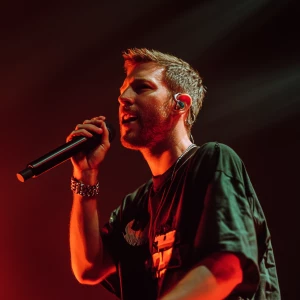 Calvin Harris live on stage singing