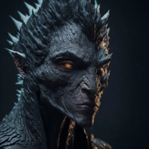 A hyper-realistic close-up of a pale Dragon born character with...