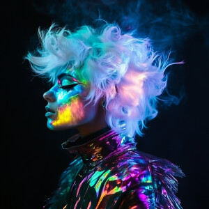 A character with air dynamic streamline hairstyle, wearing a cos...