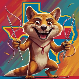 "Craft an imaginative image of a quirky mongoose character, endo...