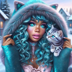 An airbrushed image of a fantasy-inspired Afro Latina girl with...