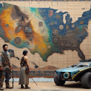 Create a hyper-realistic image featuring a man on the left and a...