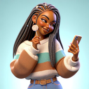 3-D image of a beautiful young light skin African-American woman...