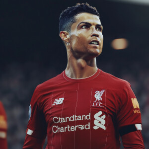 Cristiano Ronaldo wearing a Liverpool kit