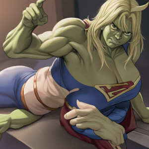 Supergirl armwrestling hulk
M