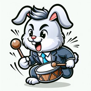Energizer bunny with the face of Donald Trump