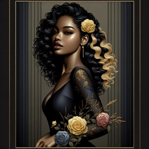 Create a vertical 3-D portrait of a light-skinned African-Americ...