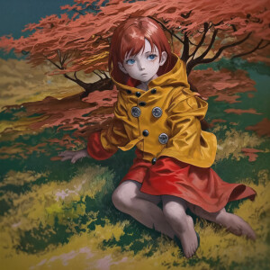 Layering Abstract Art,   oil painting, of a Freckled child with...