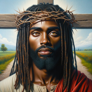 Create a re-realistic to face of an African-American Jesus Chris...