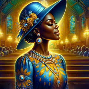 A spiritually enriching illustration portrays an African America...