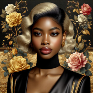 Create a vertical 3-D portrait of a light-skinned African-Americ...