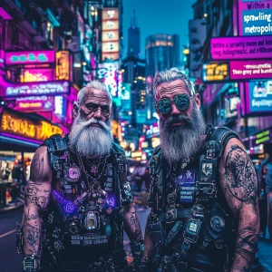 Cybernetic Sentinels of the Neon Nexus:**
   "Within a sprawlin...