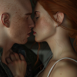 Photorealistic image. High resolution. Light ginger haired femal...