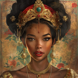 Create an illustration of a Mixed Ethnicity Empress, embodying A...