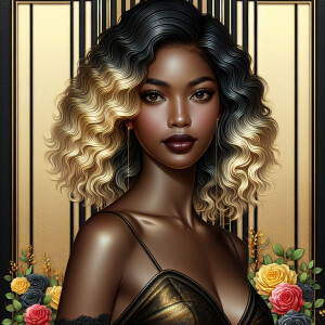 Create a vertical 3-D portrait of a light-skinned African-Americ...
