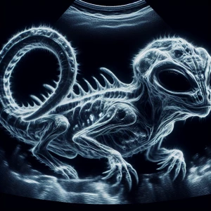 Sonogram image of an unidentified Alien with distinct anatomical...