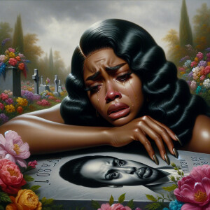 A beautiful light-skinned African-American woman with long wavy...