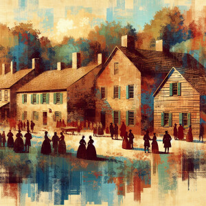 Digital Abstract Art  painting of Seneca village in the 1820s, a...