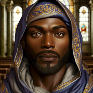 Create a slightly zoomed out portrait of an African-American man...