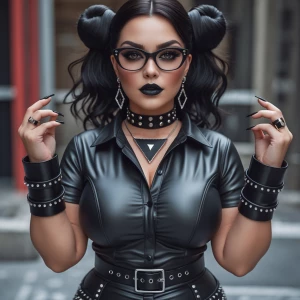 Create a very curvy and very busty woman of Ashkenazi, German, F...