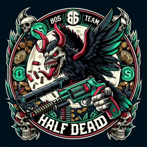 Create   a  professional,  horror-themed circular brand logo fea...