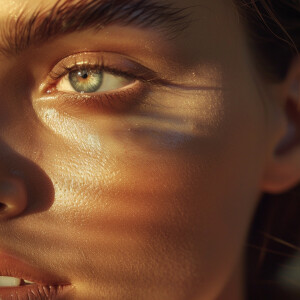 Capture a high-definition, slow-motion close-up of flawless, glo...