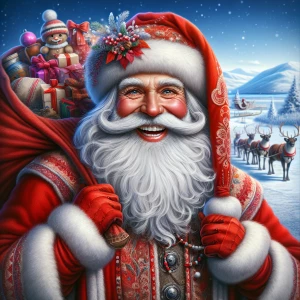 Create an image of Santa Claus (Father Christmas) in his traditi...