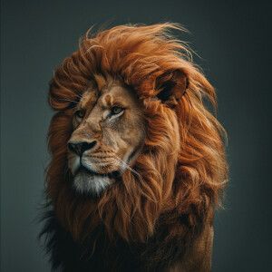 Create a lion wearing a wig