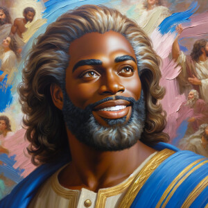 An oil painting of a light-skinned African American man resembli...