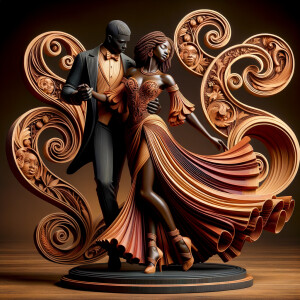 3d wood and porcelain sculpture of an Afrocentric woman with a m...