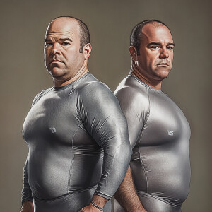 Create a detailed realistic photo illustration featuring head-to...