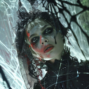 Capture the essence of a high-fashion Vogue model immersed in ha...