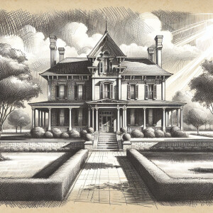 An ultra realistic 16:9 portrait of a confederates mansion estat...