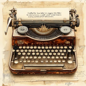 Create a high-resolution image depicting a vintage 1940s typewri...