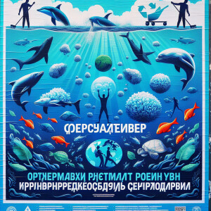 Социальный плакат на тему чистый океан 
Надписи нк русском языке