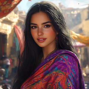 Portrait of a beautiful young Mexican woman with dark eyes and l...