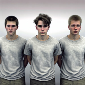 3 male Caucasian teenagers. walk. (((All three  have their hands...