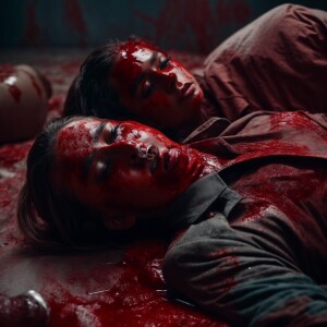 Bloody warfare with dead bodies