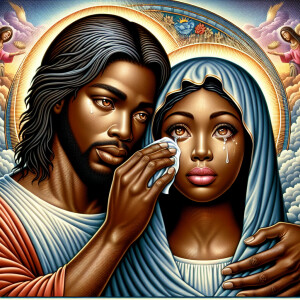 Ensure that the image distinctly represents both Jesus Christ an...