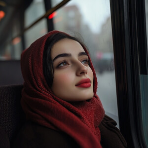 30'lu yaşlarda Çok güzel genç bir kadın otobüs durağında oturuyo...