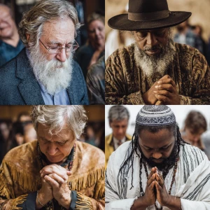 Christians, Muslims, Jews, and Native Americans praying together...