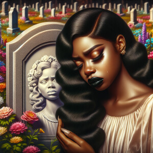 A beautiful light-skinned African-American woman with long wavy...