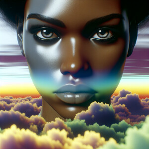 3 D image of a beautiful African American woman you only see her...