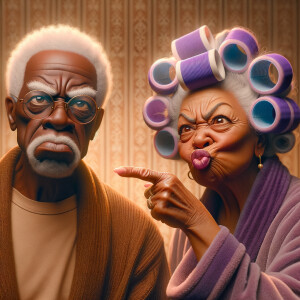 An animated image featuring an African-American elderly couple i...