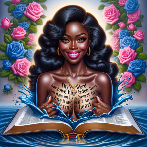 Create an image of an ultra-light-skinned African-American woman...