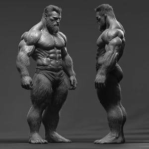 Lycan hairymuscles showing off full body view